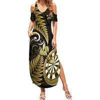 New Zealand Darts Summer Maxi Dress Happiness Is A Tight Threesome Maori Gold LT14 Women Gold - Polynesian Pride