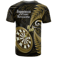 New Zealand Darts T Shirt Happiness Is A Tight Threesome Maori Gold LT14 - Polynesian Pride