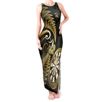 New Zealand Darts Tank Maxi Dress Happiness Is A Tight Threesome Maori Gold LT14 Women Gold - Polynesian Pride
