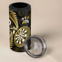 Personalised New Zealand Darts 4 in 1 Can Cooler Tumbler Happiness Is A Tight Threesome Maori Gold