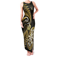 Personalised New Zealand Darts Family Matching Tank Maxi Dress and Hawaiian Shirt Happiness Is A Tight Threesome Maori Gold LT14 Mom's Dress Gold - Polynesian Pride