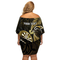 Personalised New Zealand Darts Off Shoulder Short Dress Happiness Is A Tight Threesome Maori Gold LT14 - Polynesian Pride