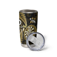 Personalised New Zealand Darts Tumbler Cup Happiness Is A Tight Threesome Maori Gold LT14 - Polynesian Pride