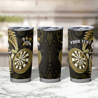 Personalised New Zealand Darts Tumbler Cup Happiness Is A Tight Threesome Maori Gold LT14 - Polynesian Pride