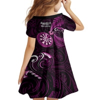 New Zealand Darts Family Matching Long Sleeve Bodycon Dress and Hawaiian Shirt Happiness Is A Tight Threesome Maori Pink LT14 - Polynesian Pride