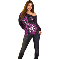 New Zealand Darts Off Shoulder Sweater Happiness Is A Tight Threesome Maori Pink LT14 - Polynesian Pride
