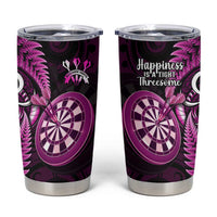 New Zealand Darts Tumbler Cup Happiness Is A Tight Threesome Maori Pink LT14 Pink - Polynesian Pride