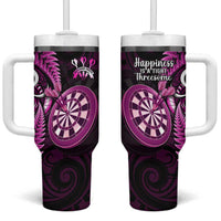New Zealand Darts Tumbler With Handle Happiness Is A Tight Threesome Maori Pink LT14 One Size: 40 oz Pink - Polynesian Pride
