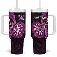 Personalised New Zealand Darts Tumbler With Handle Happiness Is A Tight Threesome Maori Pink LT14 One Size: 40 oz Pink - Polynesian Pride