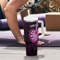 Personalised New Zealand Darts Tumbler With Handle Happiness Is A Tight Threesome Maori Pink LT14 - Polynesian Pride