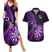 New Zealand Darts Couples Matching Summer Maxi Dress and Hawaiian Shirt Happiness Is A Tight Threesome Maori Purple LT14 Purple - Polynesian Pride