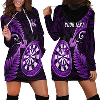 Personalised New Zealand Darts Hoodie Dress Happiness Is A Tight Threesome Maori Purple LT14 - Polynesian Pride