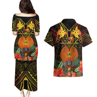 Papua New Guinea East New Britain Province Couples Matching Puletasi Dress and Hawaiian Shirt Papua Niugini Coat Of Arms With Flag Style LT14 - Polynesian Pride