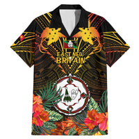 Papua New Guinea East New Britain Province Family Matching Mermaid Dress and Hawaiian Shirt Papua Niugini Coat Of Arms With Flag Style LT14 Dad's Shirt - Short Sleeve Black - Polynesian Pride