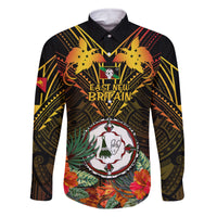 Papua New Guinea East New Britain Province Family Matching Off Shoulder Maxi Dress and Hawaiian Shirt Papua Niugini Coat Of Arms With Flag Style LT14 Dad's Shirt - Short Sleeve Black - Polynesian Pride