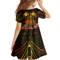Papua New Guinea East New Britain Province Kid Short Sleeve Dress Papua Niugini Coat Of Arms With Flag Style LT14 - Polynesian Pride