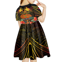 Papua New Guinea East New Britain Province Kid Short Sleeve Dress Papua Niugini Coat Of Arms With Flag Style LT14 - Polynesian Pride