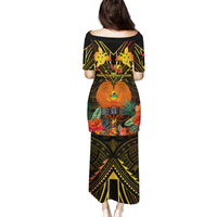 Papua New Guinea Western Province Family Matching Puletasi Dress and Hawaiian Shirt Papua Niugini Coat Of Arms With Flag Style LT14 - Polynesian Pride