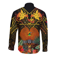 Papua New Guinea Western Province Long Sleeve Button Shirt Papua Niugini Coat Of Arms With Flag Style LT14 - Polynesian Pride