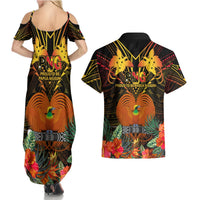 Papua New Guinea Manus Province Couples Matching Summer Maxi Dress and Hawaiian Shirt Papua Niugini Coat Of Arms With Flag Style LT14 - Polynesian Pride