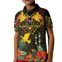 Papua New Guinea Manus Province Kid Polo Shirt Papua Niugini Coat Of Arms With Flag Style LT14 Kid Black - Polynesian Pride