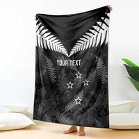 Custom New Zealand Silver Fern Football Blanket Go Aotearoa Grunge Black - Polynesian Pride