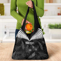 Custom New Zealand Silver Fern Football Grocery Bag Go Aotearoa Grunge Black - Polynesian Pride