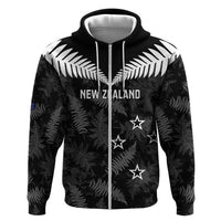 Custom New Zealand Silver Fern Football Hoodie Go Aotearoa Grunge Black - Polynesian Pride