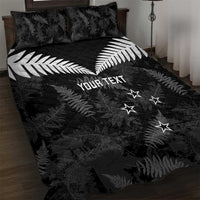 Custom New Zealand Silver Fern Football Quilt Bed Set Go Aotearoa Grunge Black - Polynesian Pride