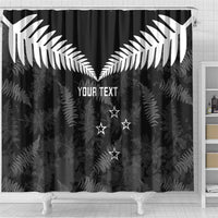 Custom New Zealand Silver Fern Football Shower Curtain Go Aotearoa Grunge Black - Polynesian Pride