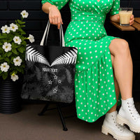 Custom New Zealand Silver Fern Football Tote Bag Go Aotearoa Grunge Black - Polynesian Pride