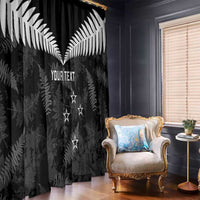 Custom New Zealand Silver Fern Football Window Curtain Go Aotearoa Grunge Black - Polynesian Pride