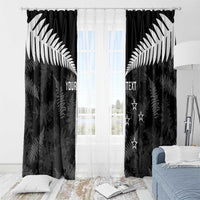 Custom New Zealand Silver Fern Football Window Curtain Go Aotearoa Grunge Black - Polynesian Pride