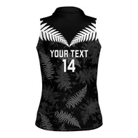Custom New Zealand Silver Fern Football Women Sleeveless Polo Shirt Go Aotearoa Grunge Black - Polynesian Pride