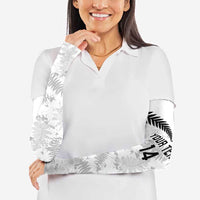 Custom New Zealand Silver Fern Football Arm Sleeves Go Aotearoa Grunge White - Polynesian Pride