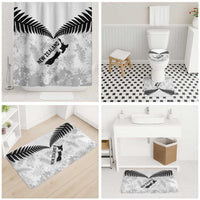 Custom New Zealand Silver Fern Football Bathroom Set Go Aotearoa Grunge White - Polynesian Pride