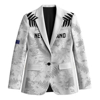 Custom New Zealand Silver Fern Football Blazer Go Aotearoa Grunge White - Polynesian Pride
