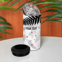 Custom New Zealand Silver Fern Football 4 in 1 Can Cooler Tumbler Go Aotearoa Grunge White - Polynesian Pride