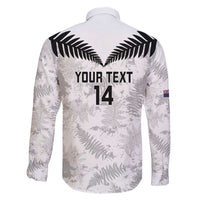 Custom New Zealand Silver Fern Football Family Matching Short Sleeve Bodycon Dress and Hawaiian Shirt Go Aotearoa Grunge White - Polynesian Pride