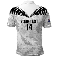 Custom New Zealand Silver Fern Football Polo Shirt Go Aotearoa Grunge White - Polynesian Pride
