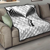 Custom New Zealand Silver Fern Football Quilt Go Aotearoa Grunge White - Polynesian Pride