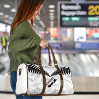 Custom New Zealand Silver Fern Football Travel Bag Go Aotearoa Grunge White - Polynesian Pride