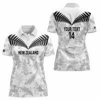Custom New Zealand Silver Fern Football Women Polo Shirt Go Aotearoa Grunge White - Polynesian Pride