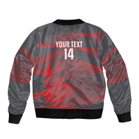 Custom New Caledonia Football Bomber Jacket Allez Les Cagous Grey Version - Polynesian Pride