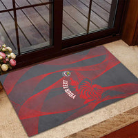 Custom New Caledonia Football Rubber Doormat Allez Les Cagous Grey Version - Polynesian Pride