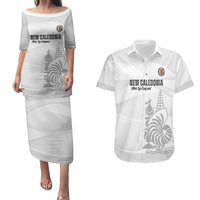 Custom New Caledonia Football Couples Matching Puletasi and Hawaiian Shirt Allez Les Cagous White Version - Polynesian Pride