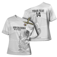 Custom New Caledonia Football Cross Shoulder Shirt Allez Les Cagous White Version LT14 - Polynesian Pride