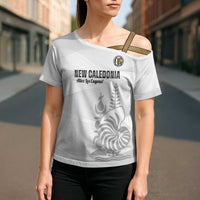 Custom New Caledonia Football Cross Shoulder Shirt Allez Les Cagous White Version LT14 - Polynesian Pride