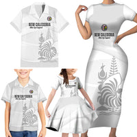Custom New Caledonia Football Family Matching Short Sleeve Bodycon Dress and Hawaiian Shirt Allez Les Cagous White Version - Polynesian Pride