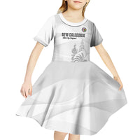Custom New Caledonia Football Kid Short Sleeve Dress Allez Les Cagous White Version - Polynesian Pride